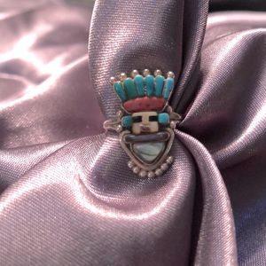 Genuine native American. Sterling silver turquoise/various stones ring
